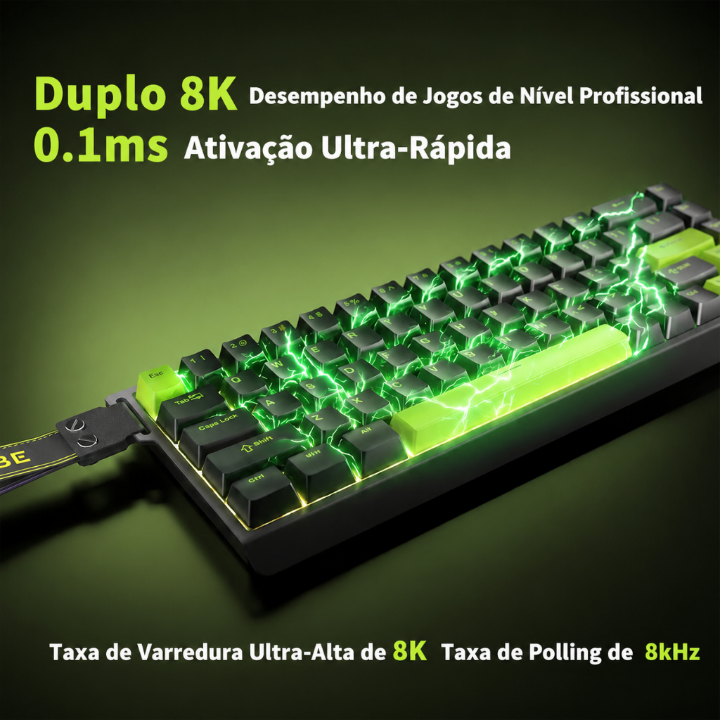 M68HE Teclado Mecânico Gamer ABNT2 RGB RT0.01mm 8kHz Magnético Switch USB Com Fio 0 Zona Morta NKRO FPS Shooter — imagem 2 de 2