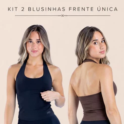 Kit 2 Regata Frente Única Poliamida Costa Nua Premium Halter Forro Duplo