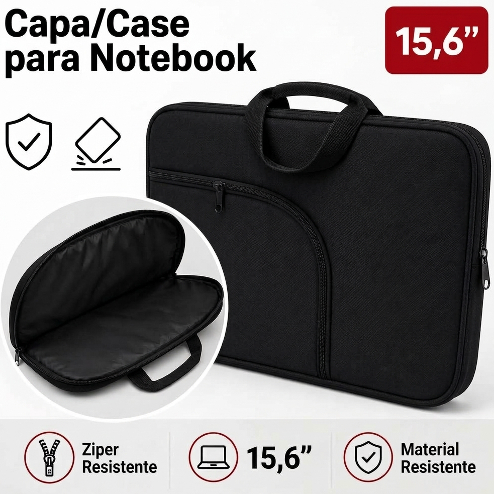 Case/Capa para Notebook gamer 15.6 Pol. Espuma macia Semi-Impermeável Com Bolso frontal