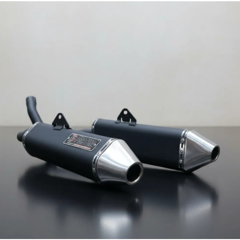 Escapamento Lander ano 2006 a 2018 /teneré 250 2011 a 2018 Saída Dupla Tri Oval F1 Preto Fortuna
