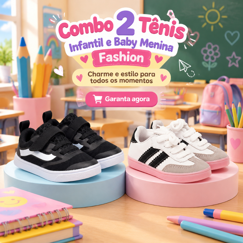 Kit 2 Tênis Infantil Menina – Conforto e Estilo De Diversão Para Brincar e Passear - Compre agora!
