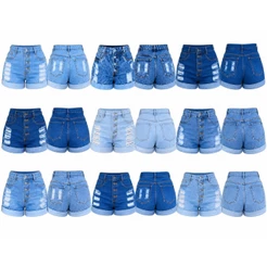 Short Jeans Feminino Soft Bermuda Cintura Alta Barra Dobrada Empina Bumbum, OfertahotShop