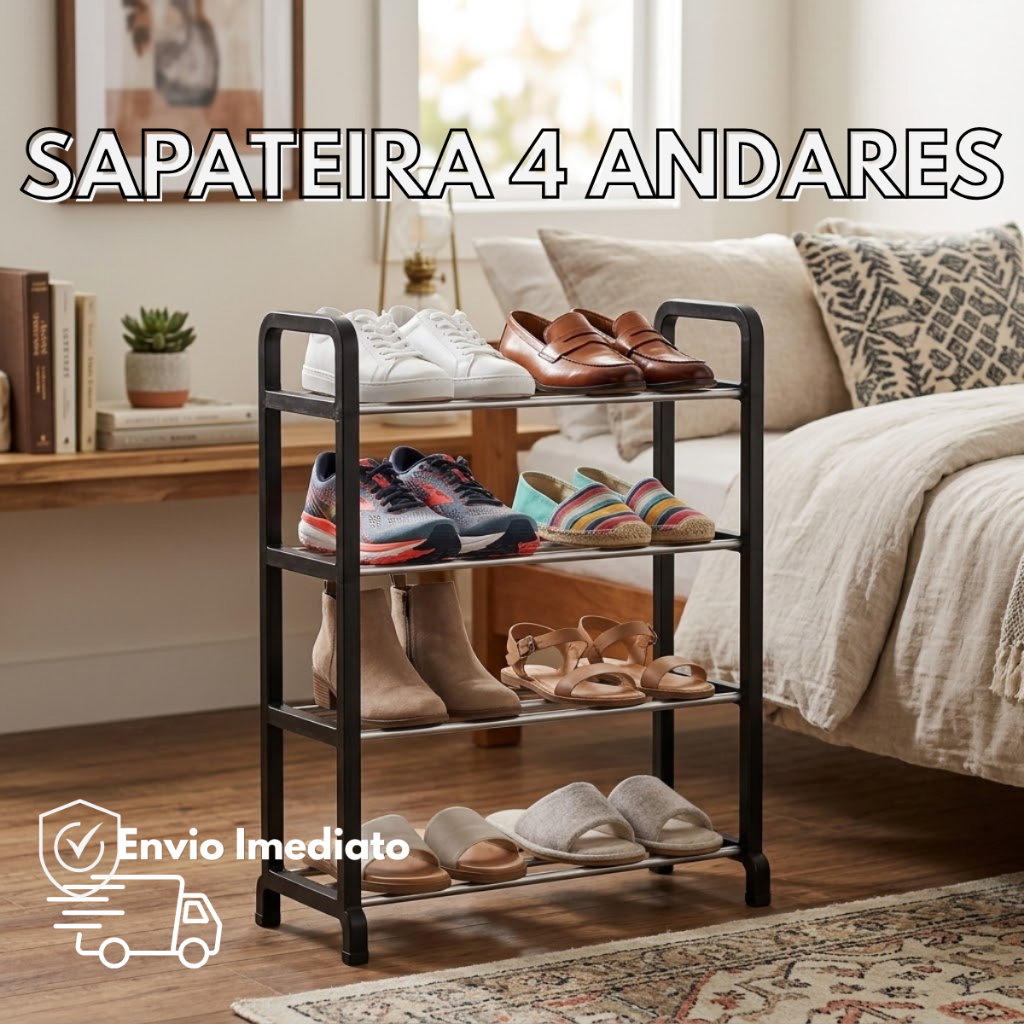 Sapateira Multiuso  4 Andares Desmontável Organizadora Sapatos Calçados Organizados Quarto