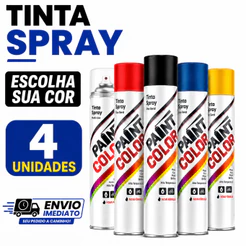 Kit 4 Tinta Spray Paintcolor Uso Geral Metalica Alta Temperatura Todas as Cores
