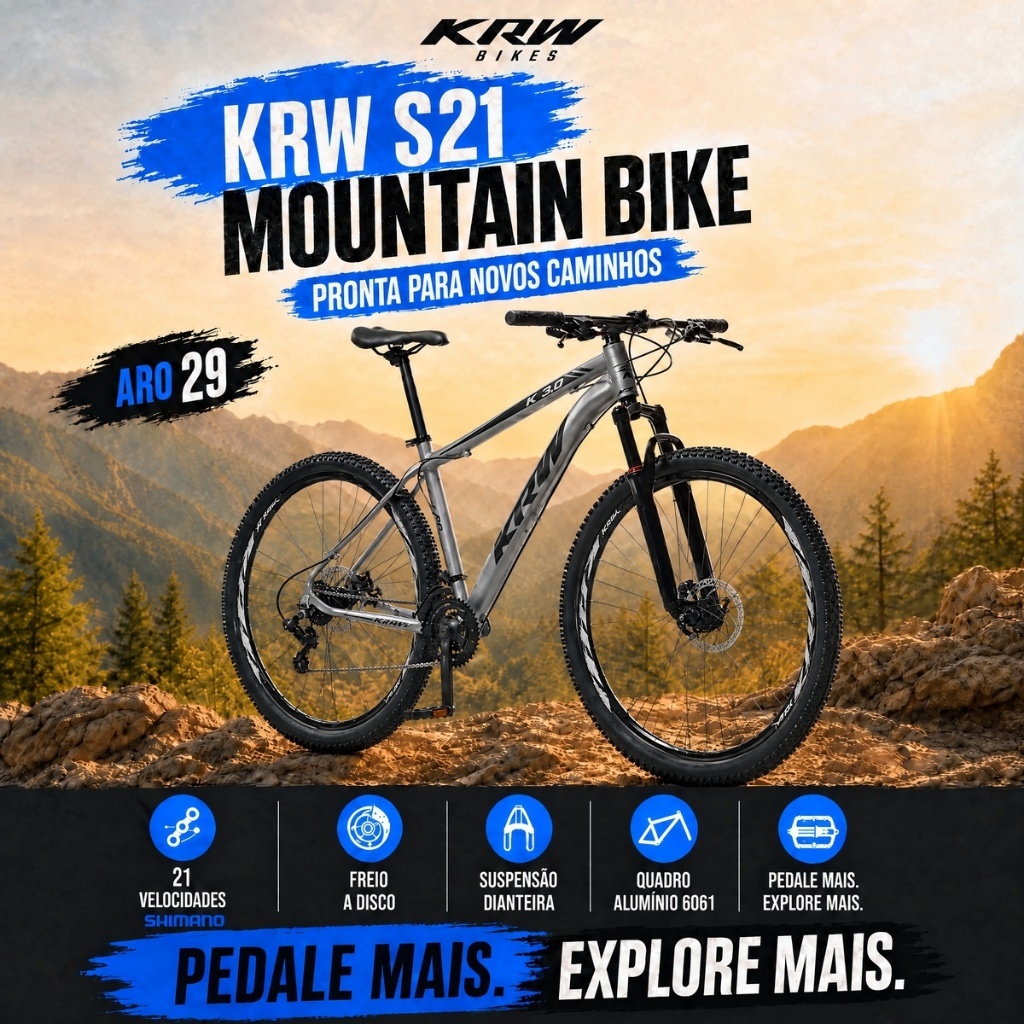 Bicicleta Aro 29 KRW Alumínio Shimano TZ 21 Vel Freio a Disco Ltx S21 · foto 2