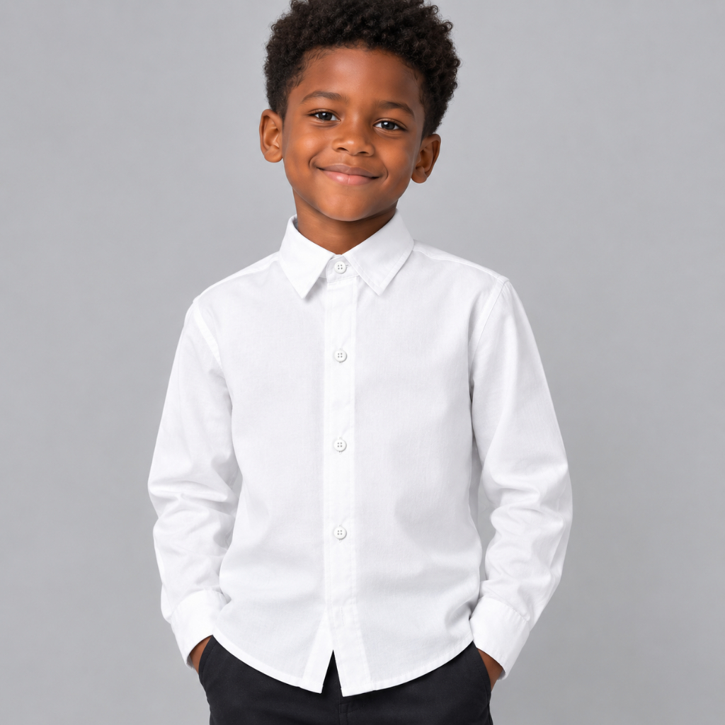 Camisa Social Infantil Manga Longa Clássica — 100% ALGODÃO
