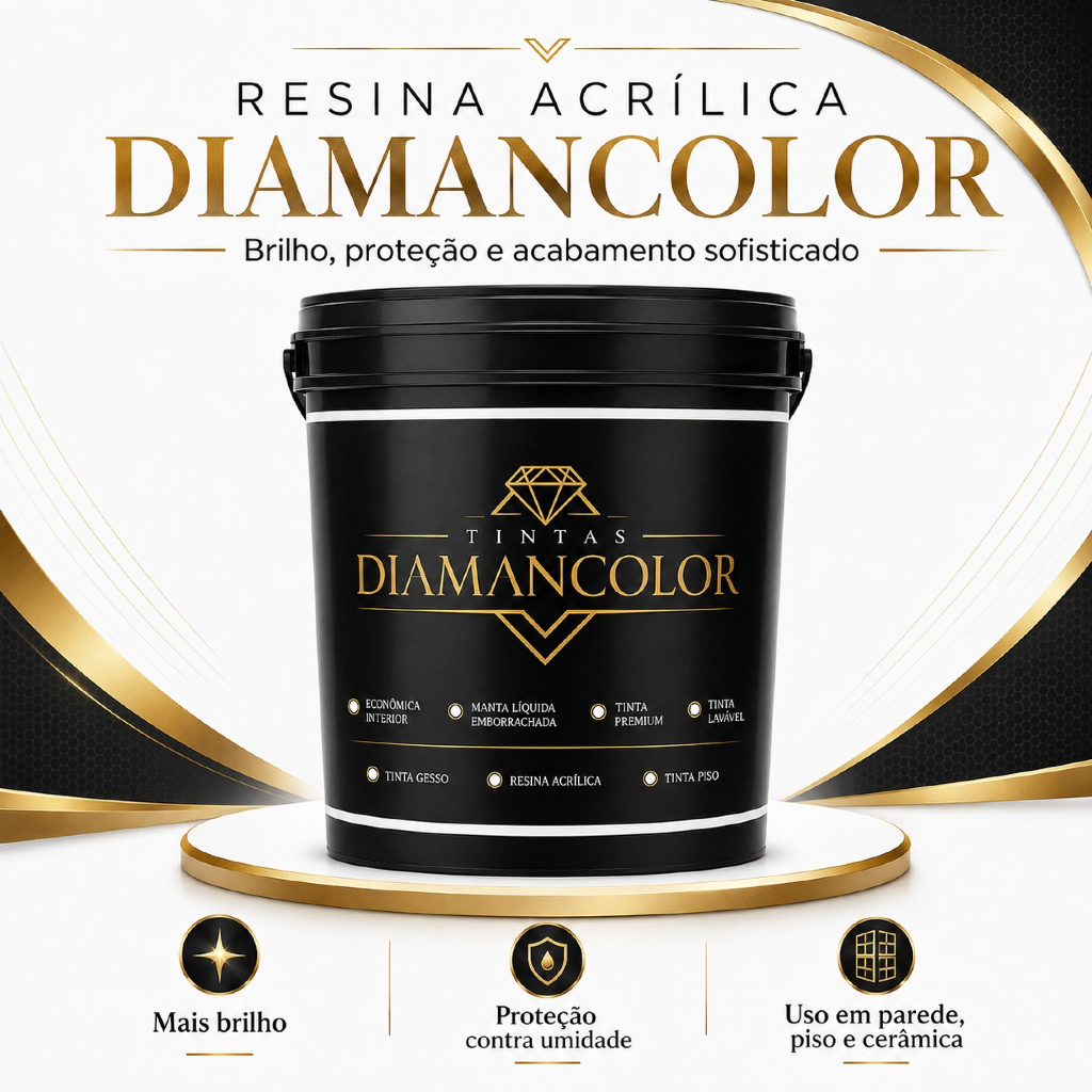 Resina Acrílica Dimancolor 14kg - Acabamento Brilhante Impermeabilizante Lavável Sem Cheiro