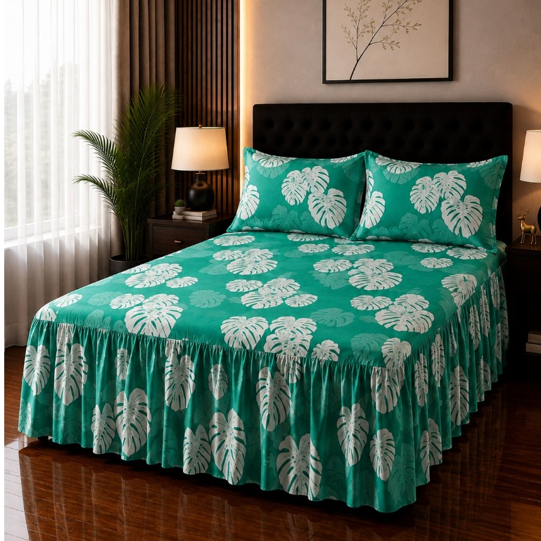 Colcha SUPER KING com Babado franzido 3.00m x300m  Toque de Algodão Aveludado Luxo Macia e Super *Oferta