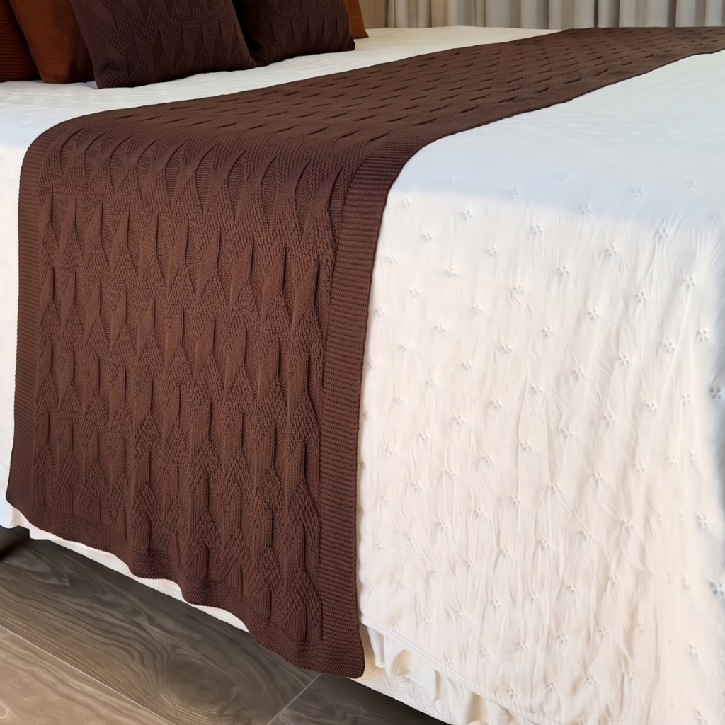 Manta Peseira Tricô Cama Casal Queen King Decorativa Sofá Poltrona Premium