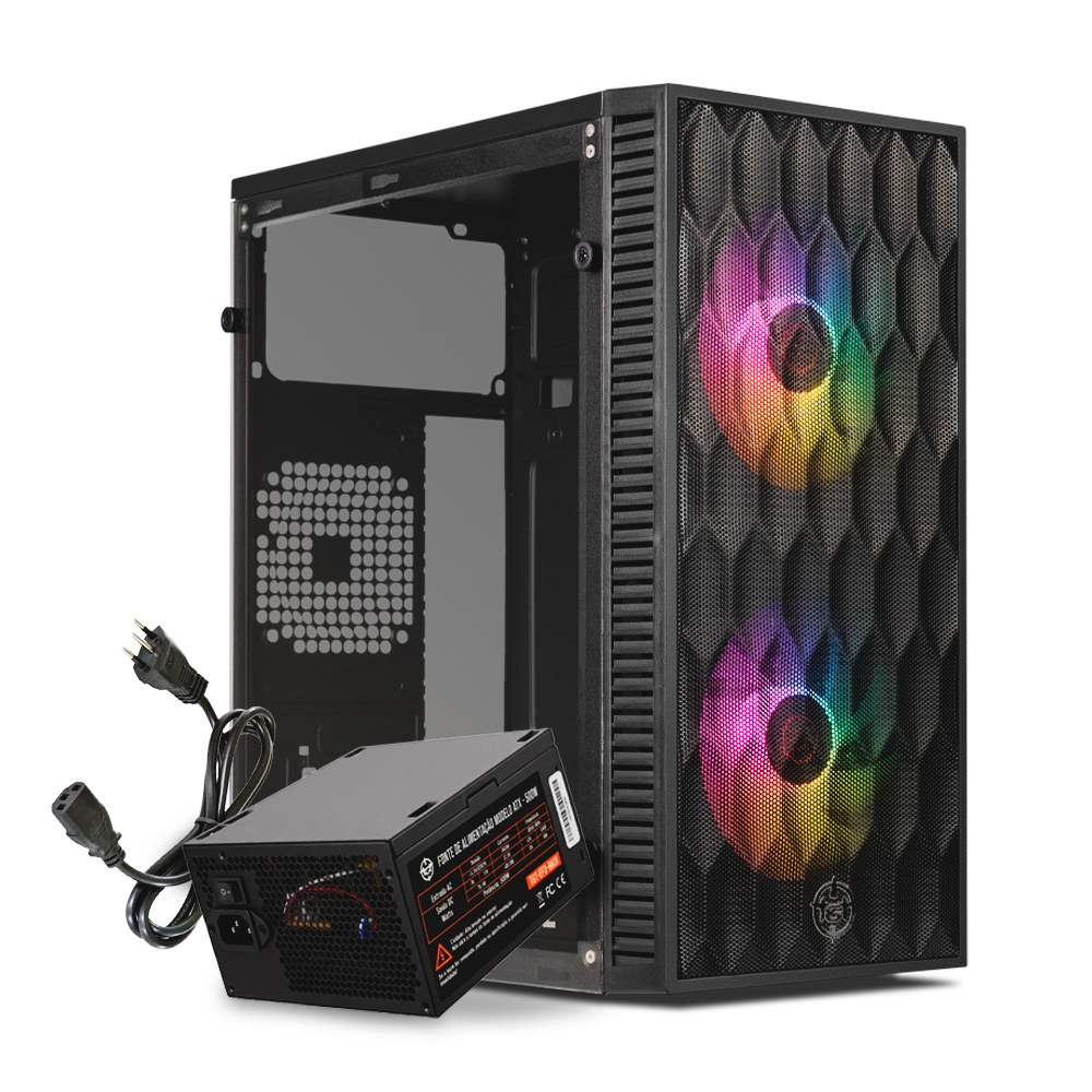 Kit Gabinete TGT Jester V2 + Fonte TGT Enfield 500W + Cabo de Força Tripolar
