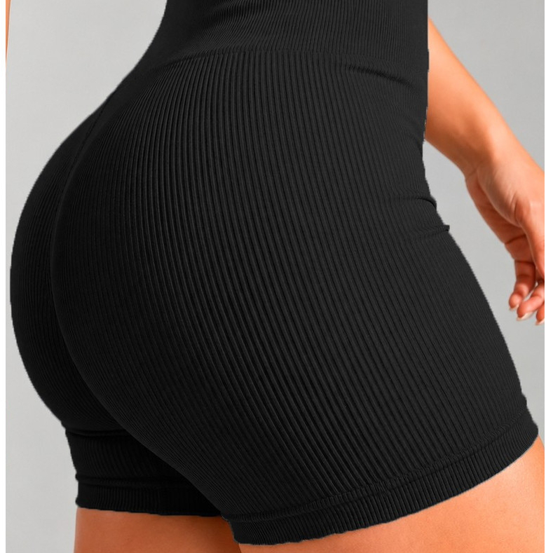 Short Fitness Modelador Canelado Sem Costura Seamless  Zero Transparência Roupa de Ginástica Academia
