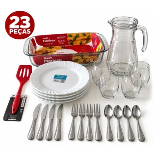 Kit Jogo Jantar Cozinha, Copos, Jarra, Lasanheira, Pratos, Nadir Figueredo, Qualidade, Designer modernos.