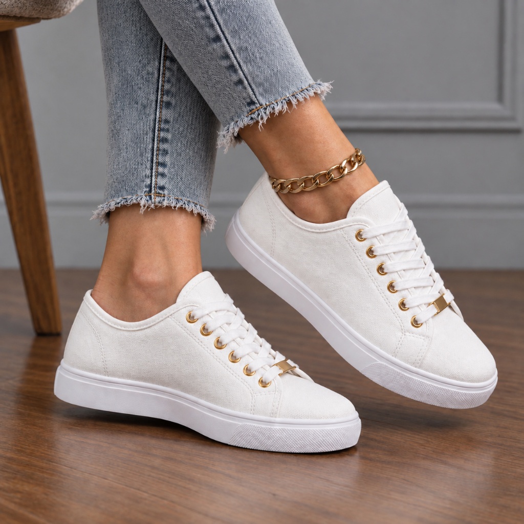 Sapatenis Feminino Casual Tênis Branco Confortável Leve Macio Estiloso