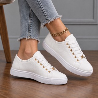 Sapatenis Feminino Casual Tênis Branco Confortável Leve Macio Estiloso
