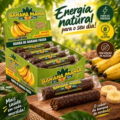 Barrinhas Bananinha 100% Natural Sem Adição de Açúcar 30 Und de 20g - Doce de Banana Mania