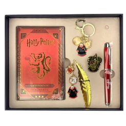 kit caderno e caneta com chaveiro casas Harry Potter