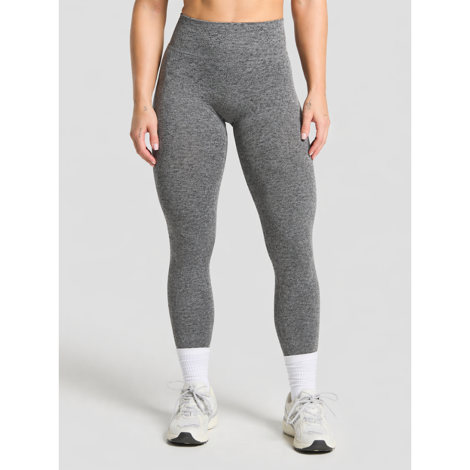 Calça Legging Em Poliamida Cinza  Cintura Alta Modeladora Feminina Academia
