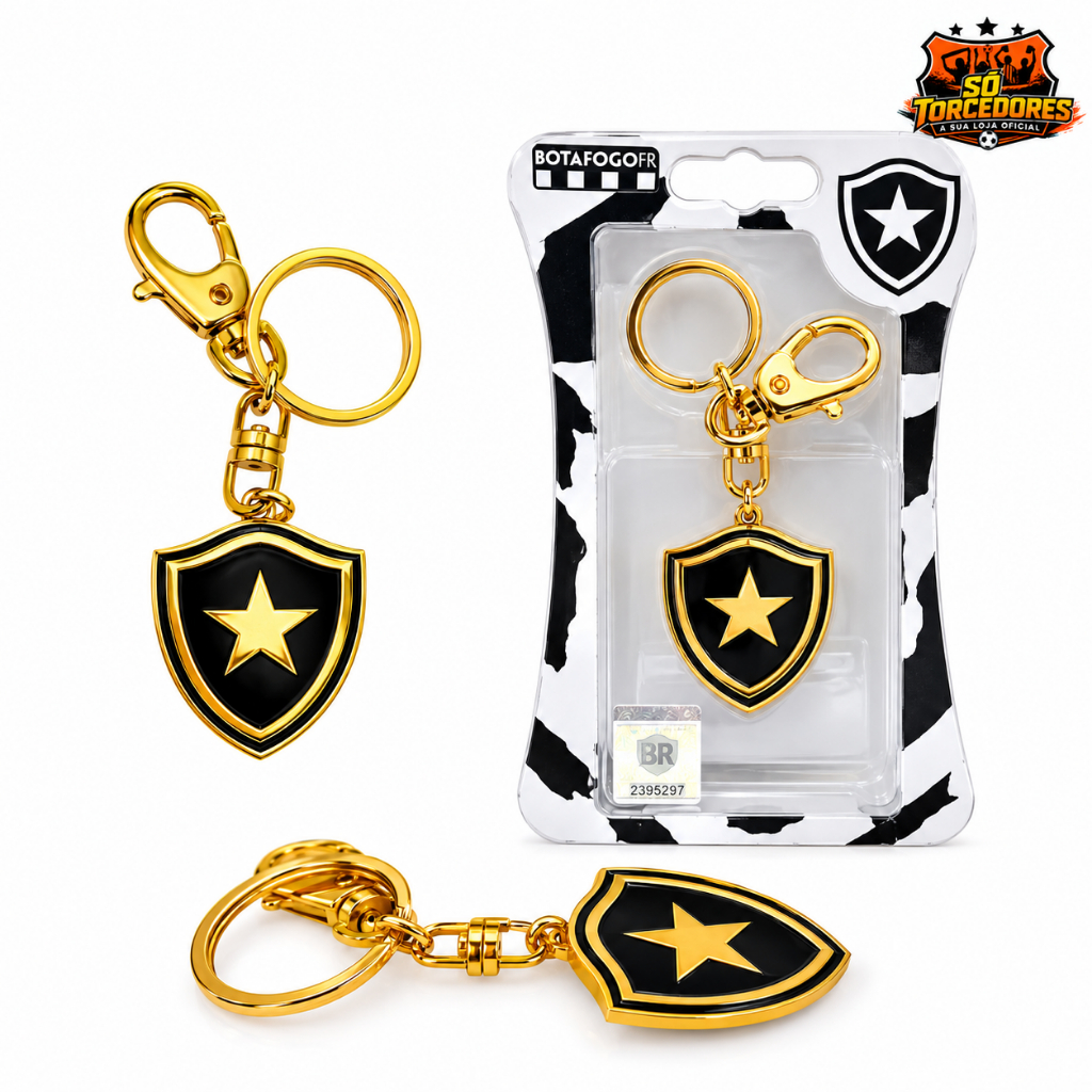 CHAVEIRO ESCUDO OURO OFICIAL BOTAFOGO