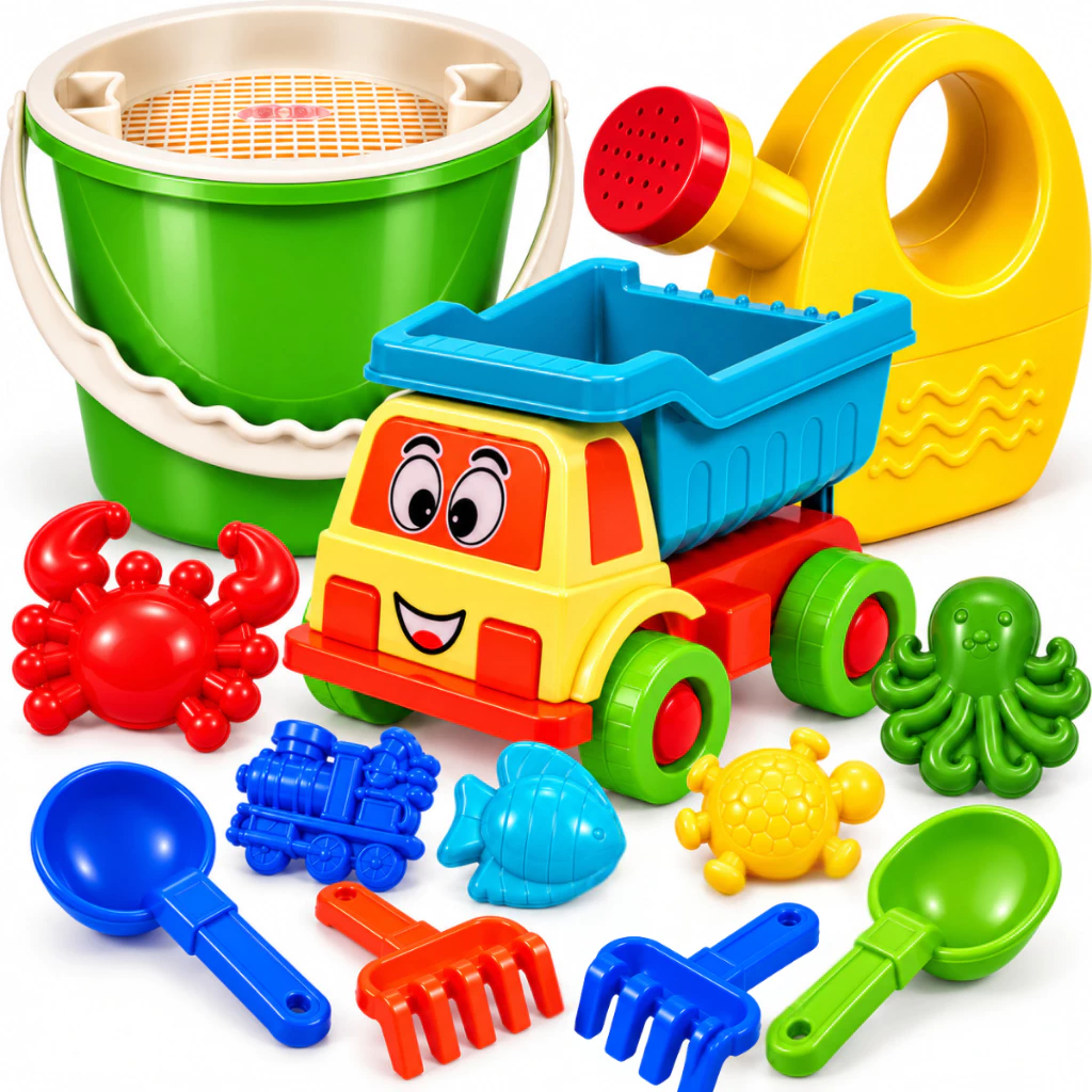 Kit Brinquedo de Praia Infantil Baldinho Areia Regador Pazinha Verão Castelinho — imagem 1