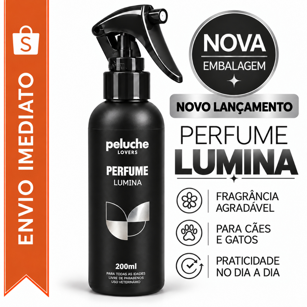 Perfume Premium Pet Peluche Lumina 200ml para Cachorro e Gato - Máxima Fixação