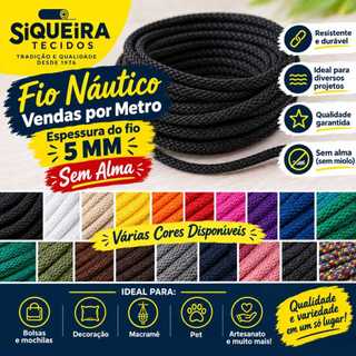 Fio / Cordão ESPESSURA 5mm *5/2*, *VENDA A PARTIR DE  5 METROS * FIO Geotex (não vai no canudo)