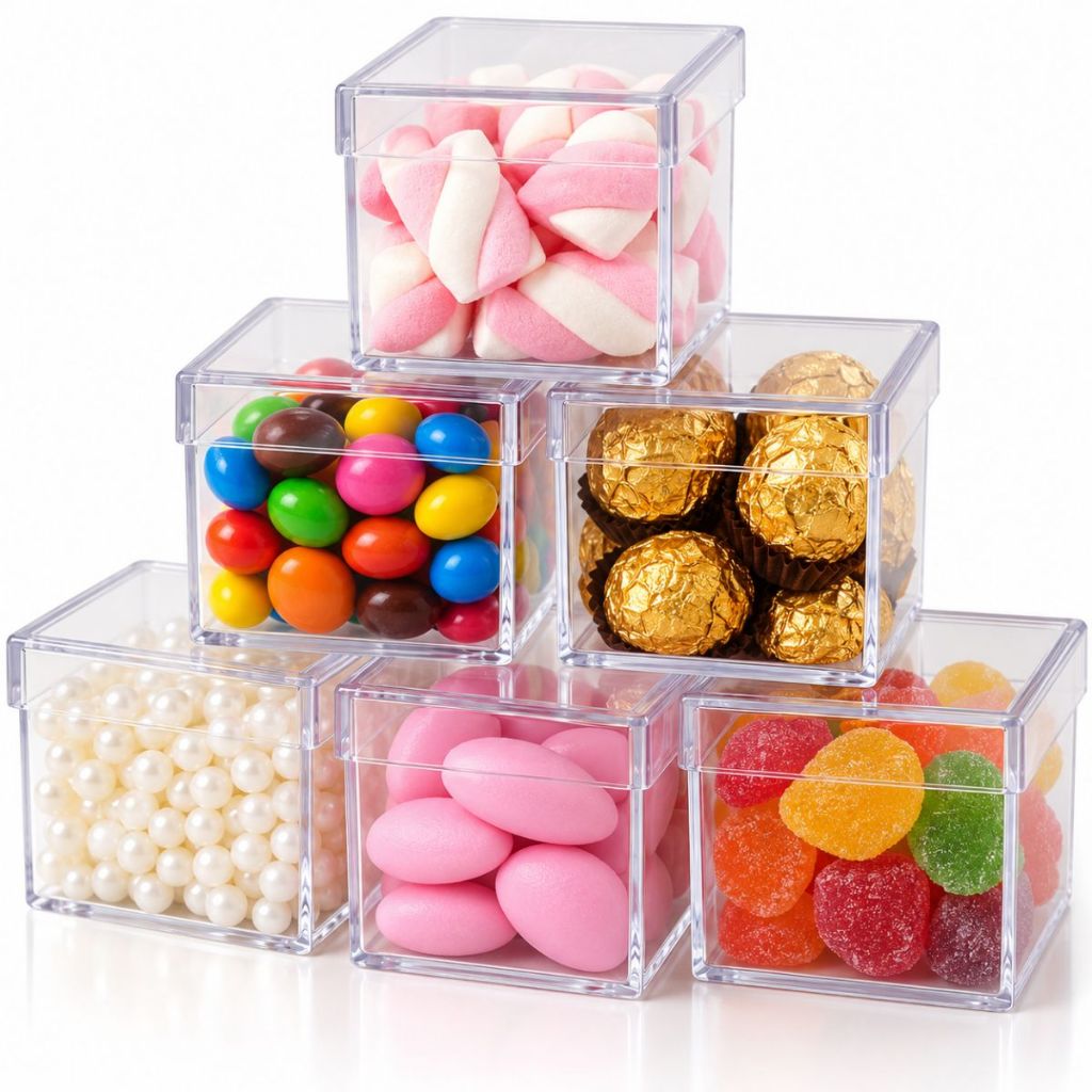 Kit Caixinhas Acrilica 5x5cm Transparente para Festa Lembrancinha e Aniversario — imagem 2 de 2