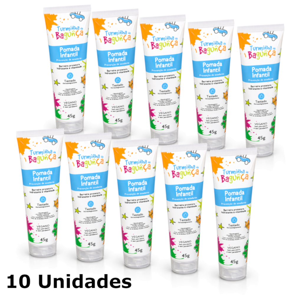 Kit 10 Pomada de Assadura para Bebê 45g - Turminha da Bagunça | Pomada infantil