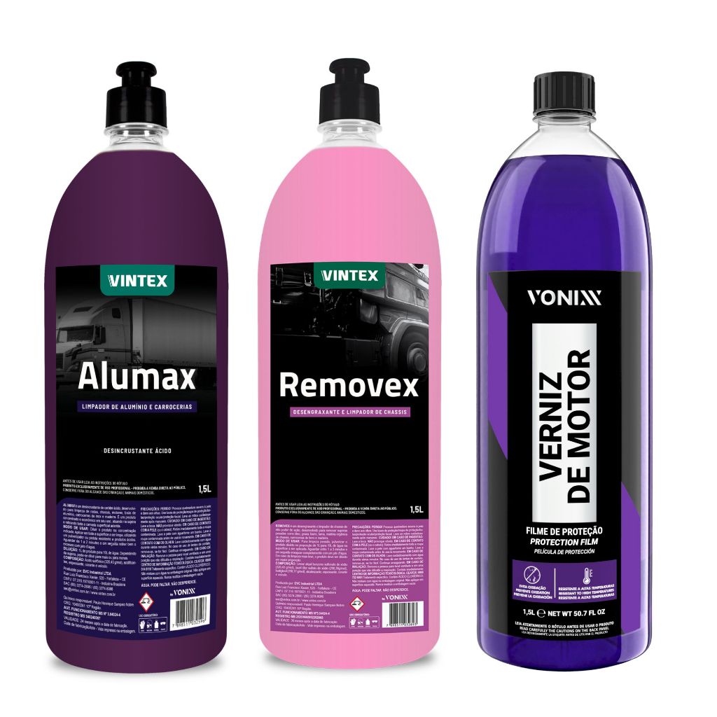 Kit Limpeza Pesada Alumax Removex e Verniz de Motor 1,5L Vintex Vonixx