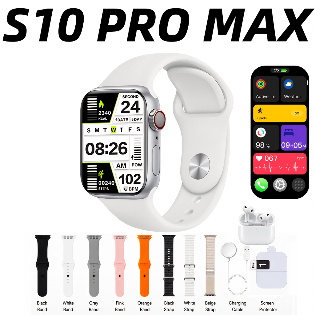 Relógio Inteligente S10 PRO MAX Novo Kit 8 em 1 Chamada Bluetooth Compatível com iOS e Android Envio de São Paulo