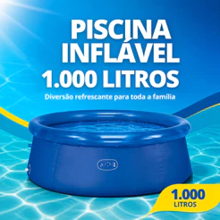 Piscina Inflável Mor 1000L Redonda Azul com Estrutura Resistente em PVC Mor