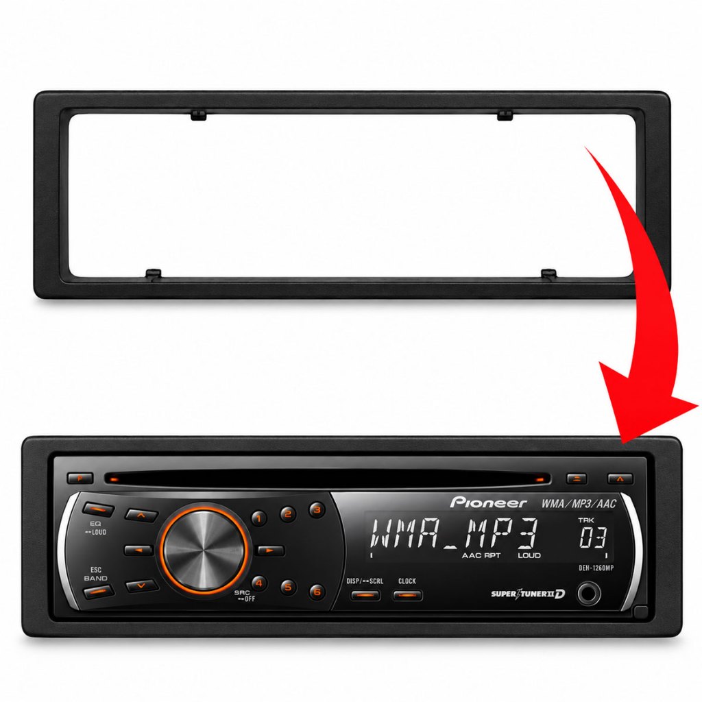 Moldura Acabamento Aro Rádio Pioneer 1 Din 2010 Preta 1280 2250 2280