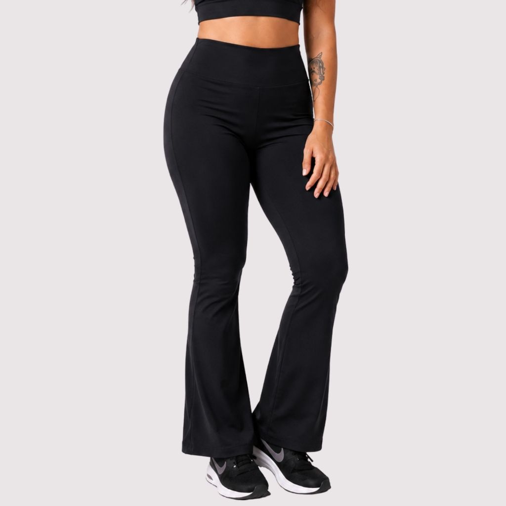 Calça Flare Bailarina Feminina Alta Compressão Academia E Fitness Zero Transparência