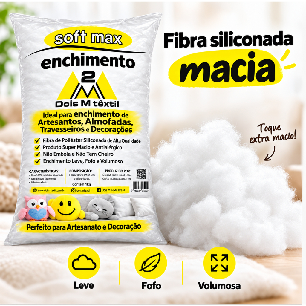 Fibra Enchimento Siliconada Macio ideal Almofadas Travesseiros Bonecas Resistente 1kg Premium Top