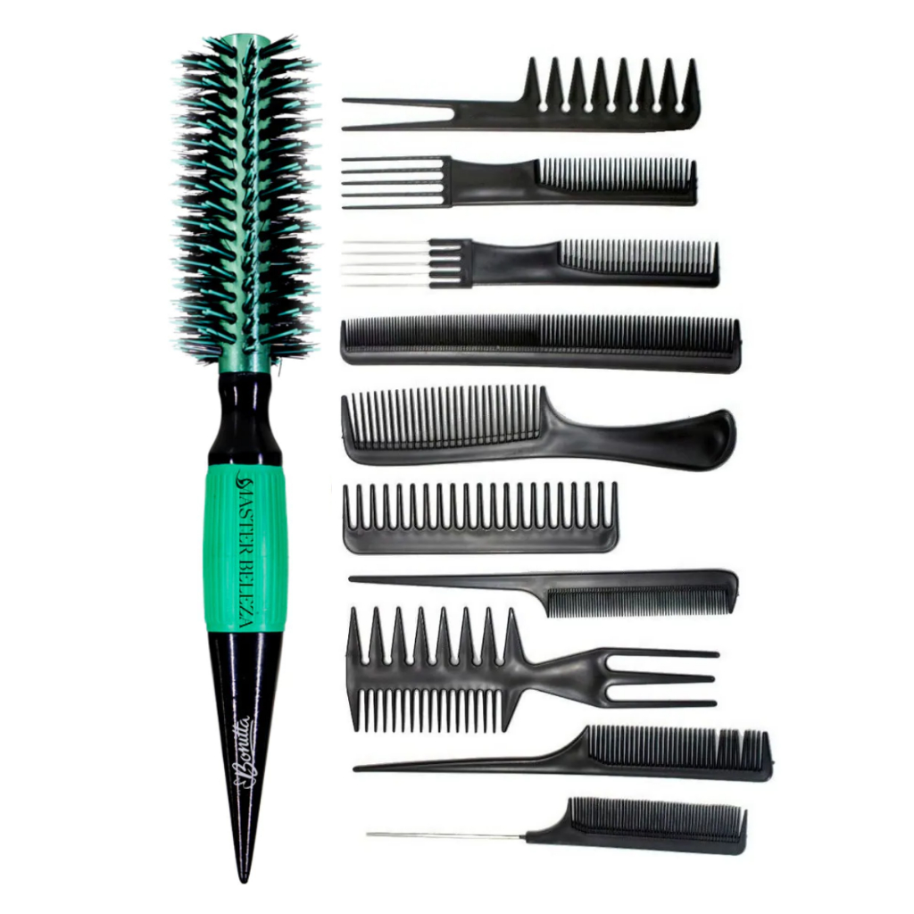 1 Escova Pop Colors 45mm Verde Bonitta + Kit 10 Pentes