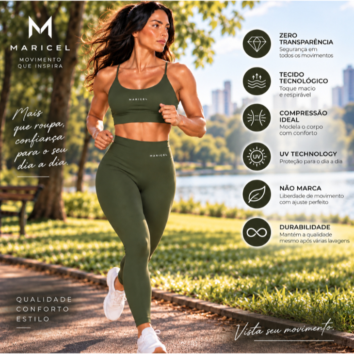 Conjunto Fitness Feminino Roupa Academia Maricel Legging + Top Alta Qualidade Zero Transparência Cintura Alta