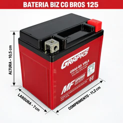 Bateria Moto 6BS 5 amperes Grapks CG 125 150 160 Bros125 Selada Livre de Manutenção