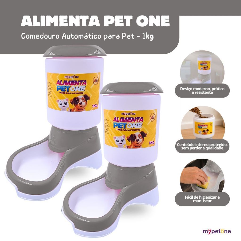 Kit 2 Comedouro Automático Alimenta Pet One - Nude