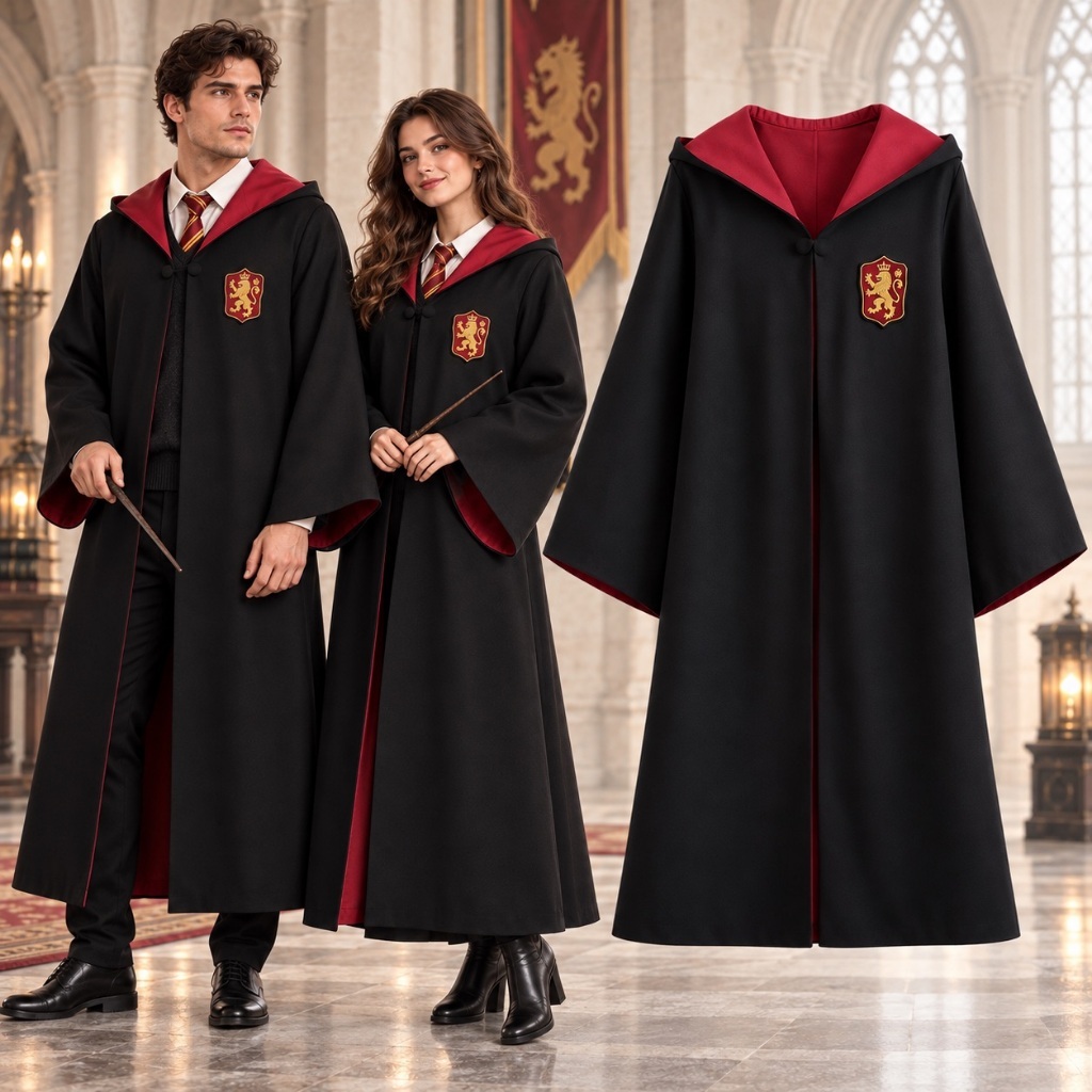 Fantasia Capa Harry Potter Adulto Unissex Hogwarts Grifinória Hermione Original Festa Carnaval Cosplay Halloween Luxo