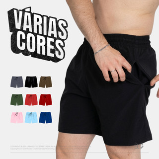 Short Masculino em Tactel com Elastano Leve Confortável Bermuda Treino Academia Praia Verão