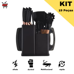 Kit Conjunto 19 Pçs De Utensílios Facas Silicone Cozinha