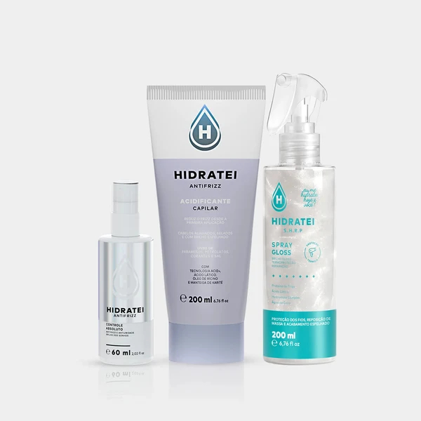 Kit Hidratei Controle Absoluto + Acidificante + Spray Gloss