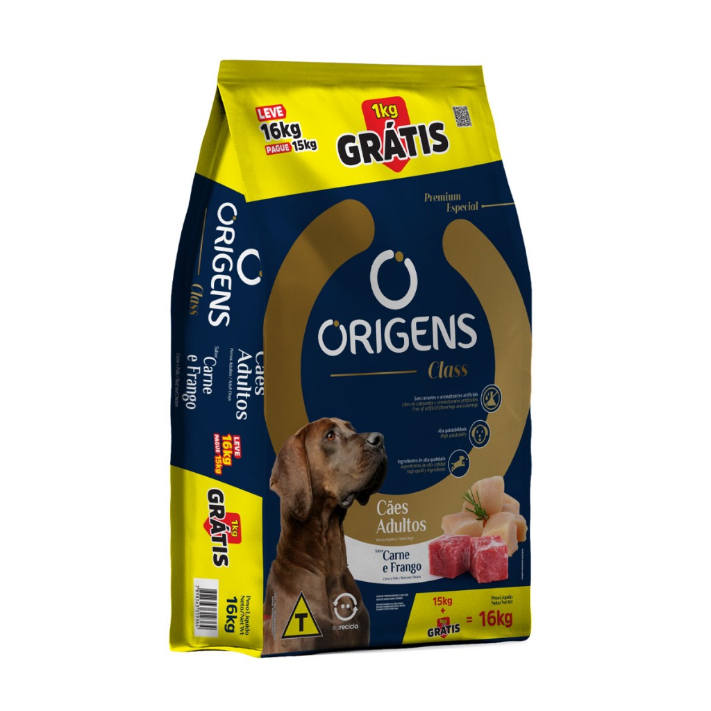 Ração Origens Class Cães Adultos Carne e Frango 16kg — imagem 2 de 2