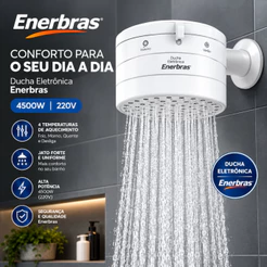 Ducha Elétrica Enerbanho 4T 4500W 220V Branca Chuveiro 4 Temperaturas