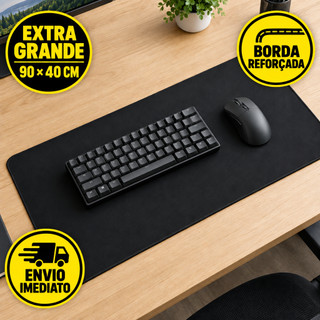 Mouse Pad Gamer 90x40cm Preto Extra Grande Superfície Liso Reforçado Speed Envio Rapido