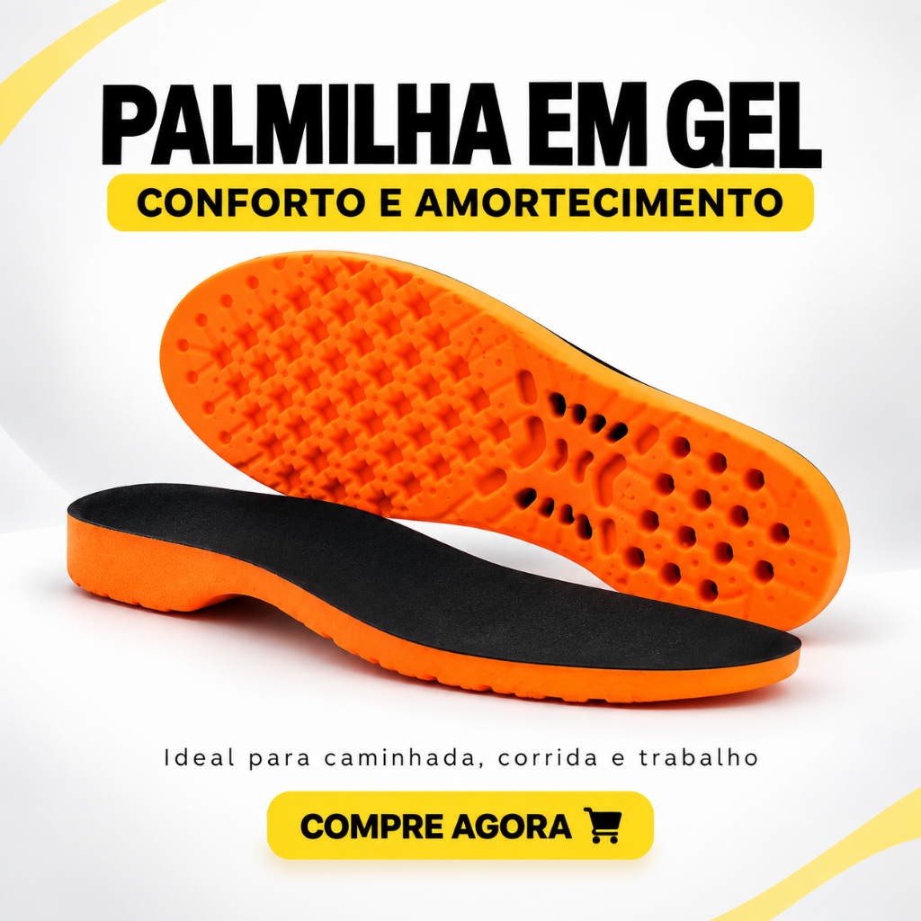 Palmilha de Gel Confortável Anti Impacto para Caminhada Corrida Trabalho Amortecimento Calcanhar e Pés Cansados