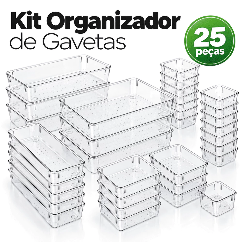 House Organizer Kit 15 ou 25 Pçs Organizador de Gaveta Acrilico Modular Multiuso Maquiagem Joias Acessório
