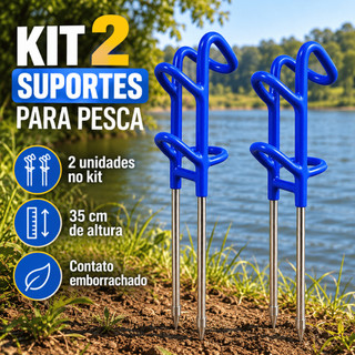 Kit 2 Suportes Para Vara de Pesca Emborrachados 35cm Super Reforçados Piratamba Tambapira Para Pesqueiro