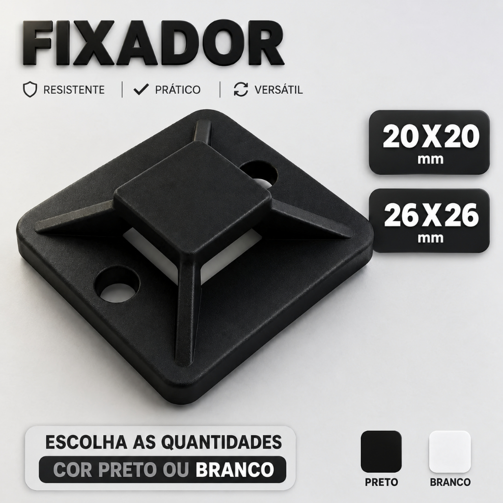 Fixadores Presilha Auto Adesivos Organizadores De Fios E Cabos, Fita Dupla Face