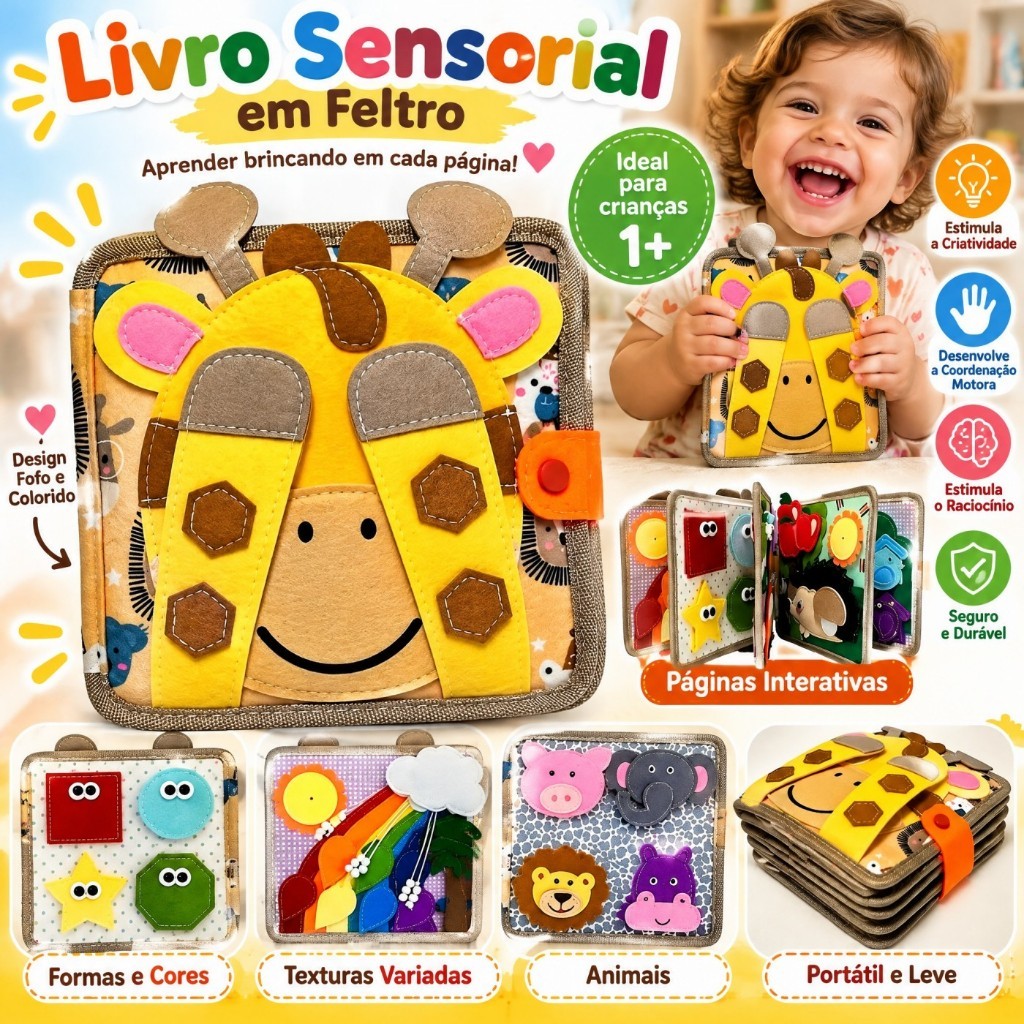 Livro Sensorial Montessori de Feltro de Atividades para Viagem de Carro Habilidades Motoras Finas