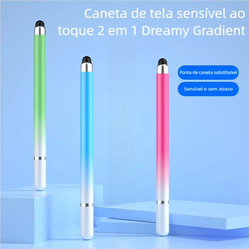 Caneta stylus 2‑em‑1 para celular e tablet várias cores